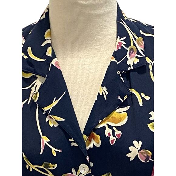 Vintage 80s Floral Blue Button Down Secretary Dress Size 5/6 Church Lady - Picture 5 of 10